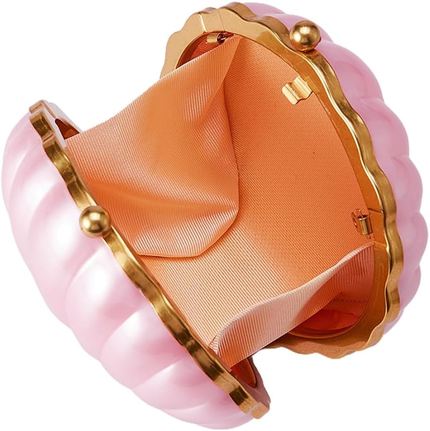 Shell Shaped Acrylic Evening Bag Cute Marble Clutch Purses Shoulder Bag for Women Cocktail Party Prom
