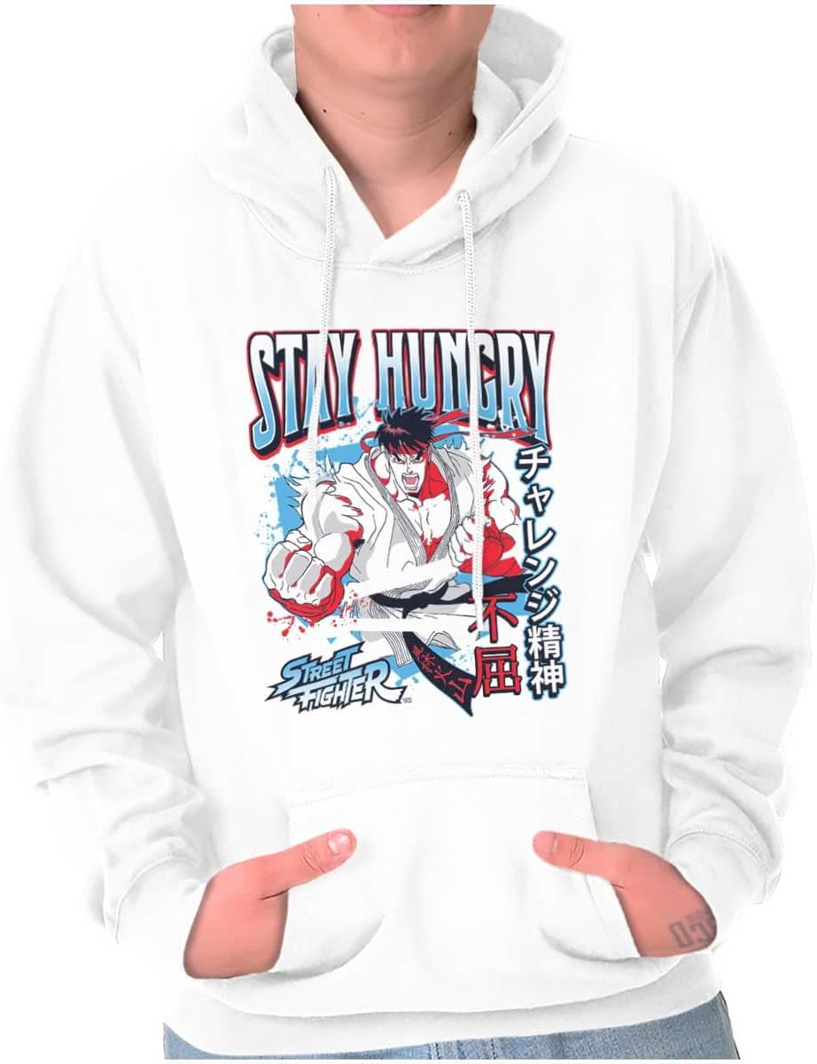 Brisco Brands Street Fighter Ryu Stay Hungry Hoodie Hooded Sweatshirt Men