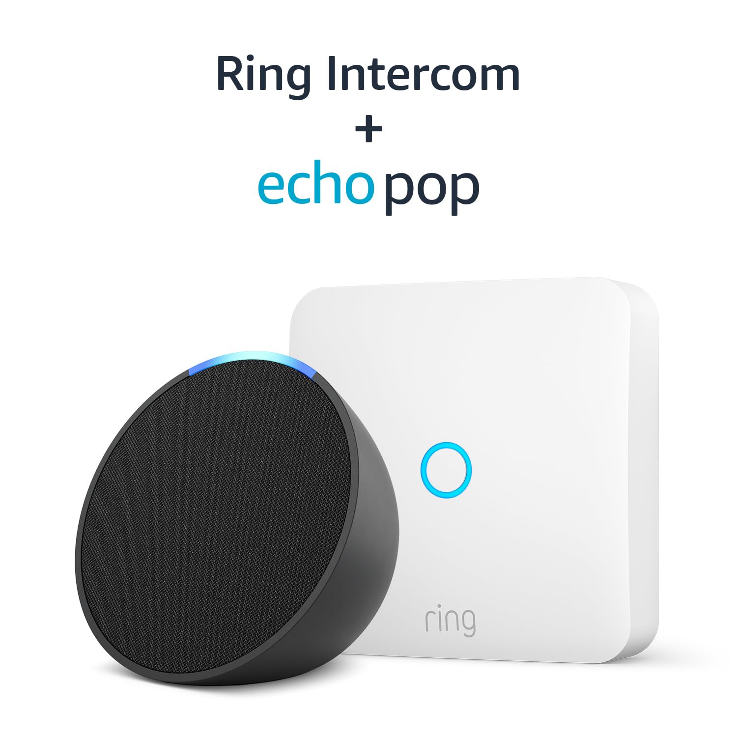 Ring Intercom par Amazon + Echo Pop Anthracite | Pack de démarrage idéal pour une maison intelligente connectée