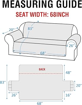 BellaHills Sofa Cover 3 seater 100% Waterproof Sofa Covers Non-Slip Sofa Slipcovers Couch Covers Washable with Elastic Strap Sofa Protectors from Pets Seat Width 68(3 Seater, Brown)