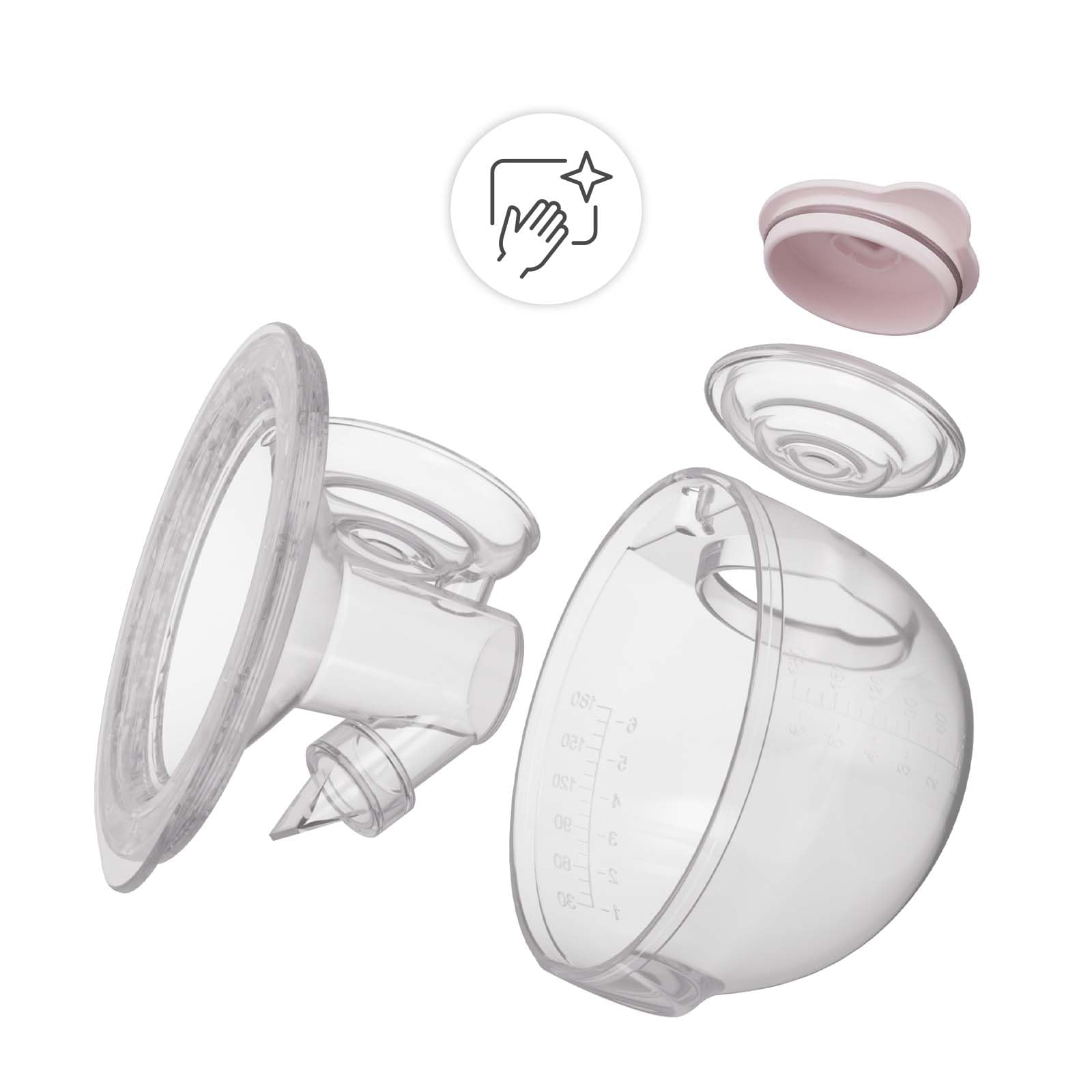 Kinderkraft GENTLEFLOW Tiralatte Elettrico Doppio, 3 modalità, 9 livelli di aspirazione, uso singolo o doppio, 5 misure di coppe 17–27 mm, biberon 180 ml, batteria 1800 mAh, ricarica USB-C, Rosa