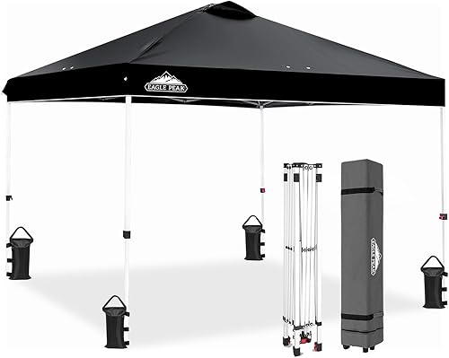Miniatura 37 de EAGLE PEAK Tienda de campaña desplegable con bolsa de transporte con ruedas, 8 estacas, 4 cuerdas, toldo de tienda de campaña fácil de instalar, 6.6