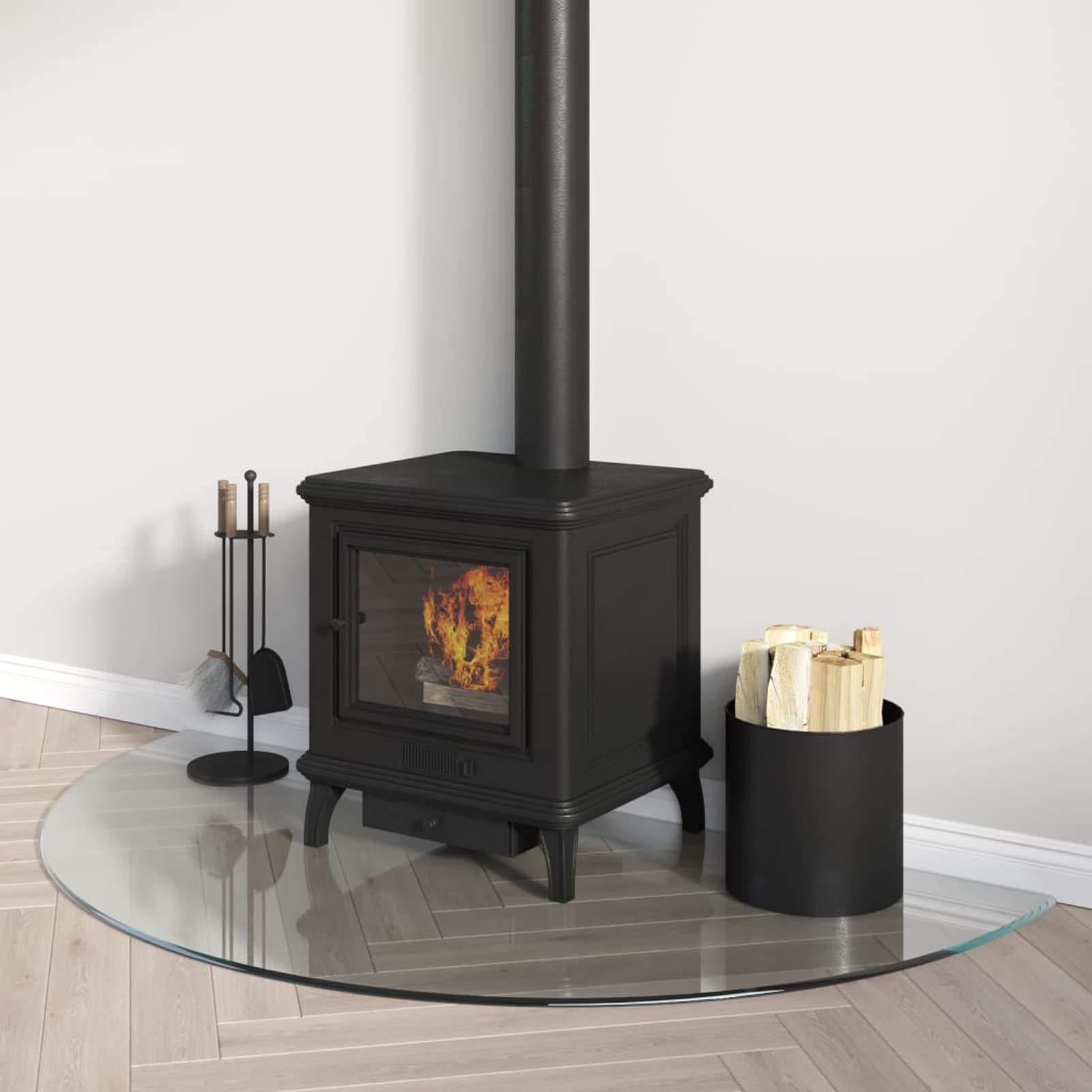 Placa de cristal para chimenea, semicircular, 1200 x 600 mm, protector de suelo para parquet y superficies laminadas, base de estufa resistente a altas temperaturas, cubierta de suelo de vidrio