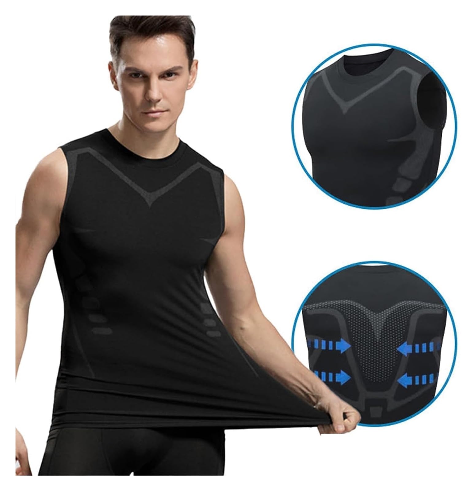Tops Moldeadores Para Hombre Chaleco moldeador de manga larga for hombre, chaleco adelgazante, moldeador de cuerpo, camiseta sin mangas de compresión, camisas de entrenamiento for Fitness con Control