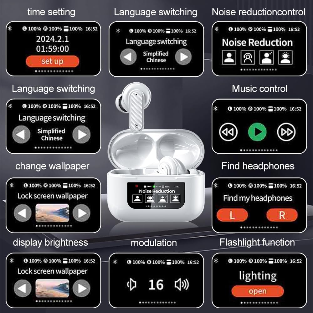 AI Language Translator Earbuds Real Time,144 Languages Online and Offline Translation Earbuds, No Subscription Required, Smart Touch Screen Housing, Fit for iOS and Android (White) - Image 5