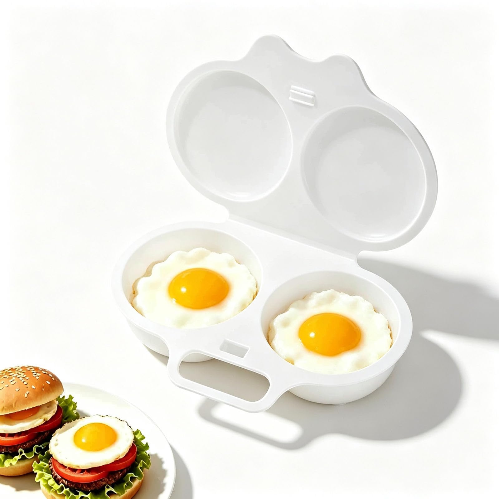 Microwave Egg Poacher, Dual Cavity Microwave Egg Poacher，A-White (1PC)