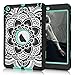 iPad mini/2/3 Case, Hocase Shockproof Hybrid Dual Layer Hard Rubber Protective Case with Cute Flower Design for Apple iPad mini 1st/2nd/3rd gen 7.9-inch - Black / Teal