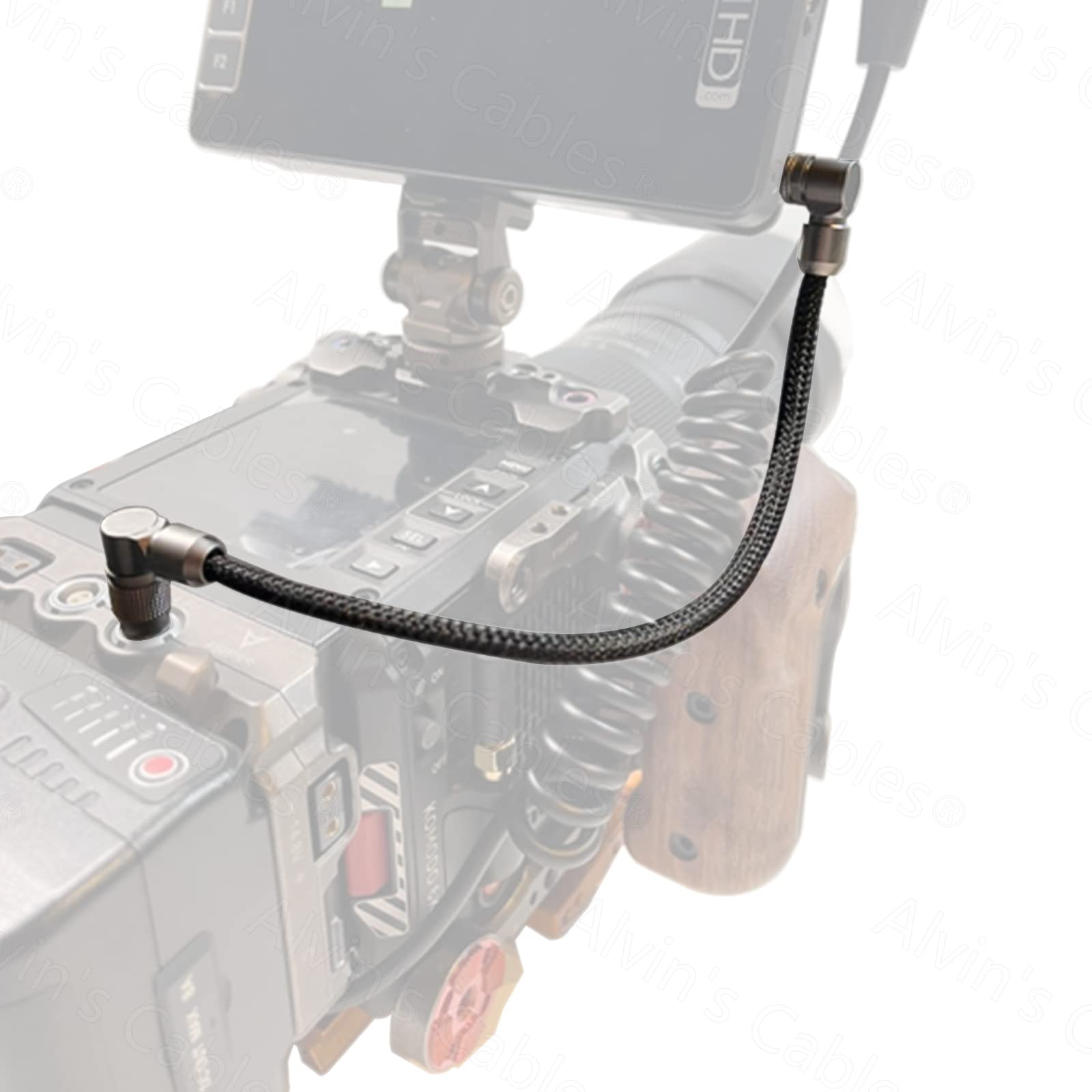 Alvin's Cables Red-Komodo V-Mount kabel zasilający, obrotowy, 2-pinowy męski do regulowanego kąta prostego, 2-pinowy męski przewód do monitora SmallHD, 45,7 cm