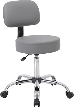 Boss Office Products Be Well Medical Spa Professional Adjustable Drafting Stool with Back, Grey B245-GY