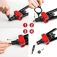Vista 3 de RZX Herramienta de tuerca de remache de 14 pulgadas, pistola remachadora de mano, tuerca de remache ciega, kit de ajuste de remaches con M3 M4 M5 M6