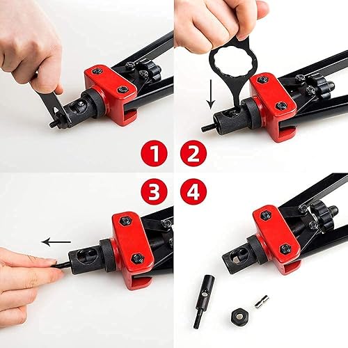 Miniatura 3 de RZX Herramienta de tuerca de remache de 14 pulgadas, pistola remachadora de mano, tuerca de remache ciega, kit de ajuste de remaches con M3 M4 M5 M6