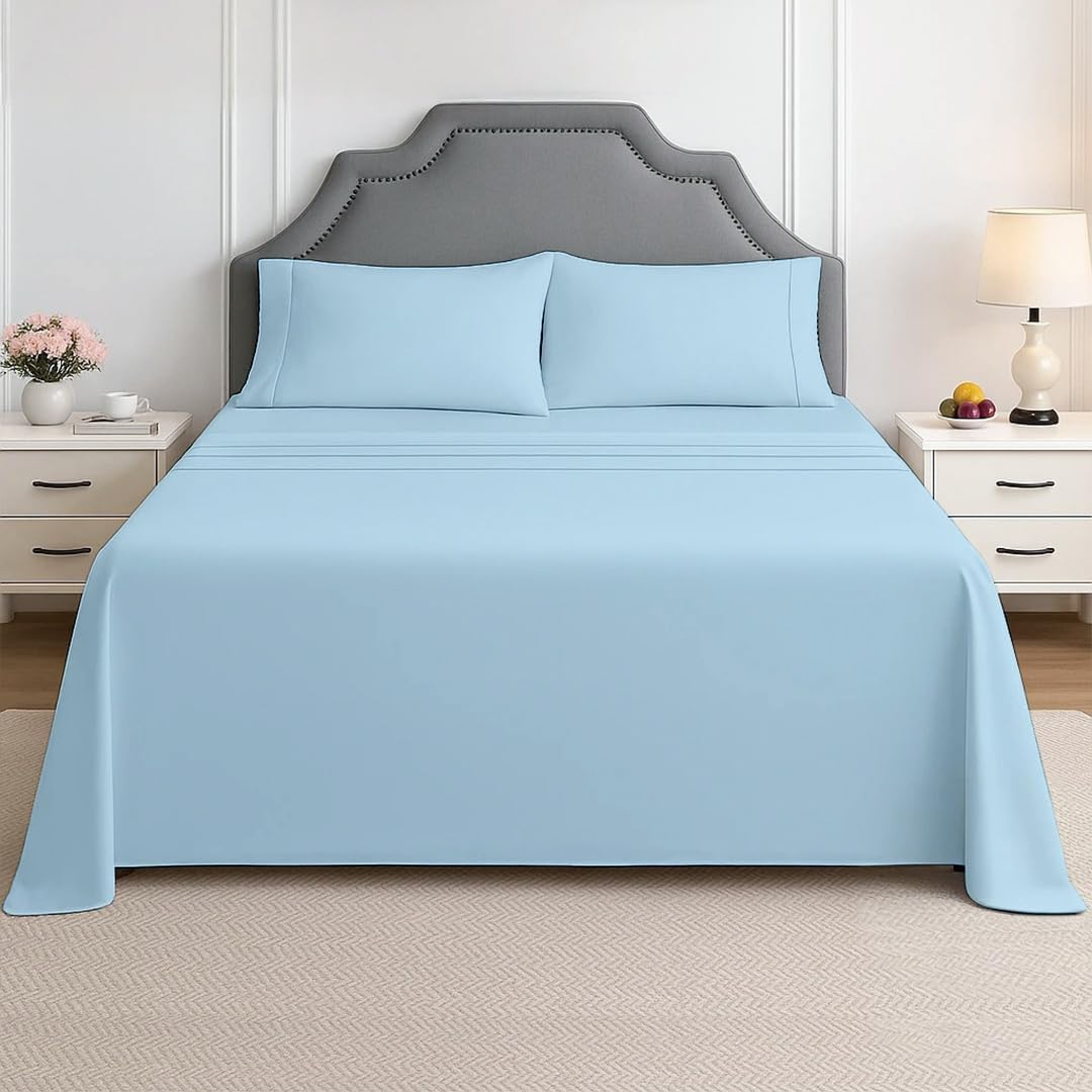 フルシーツセット - ウルトラソフト起毛マイクロファイバーベッドシーツ4枚 - 38.1 cm ディープポケット、しわ防止&amp;