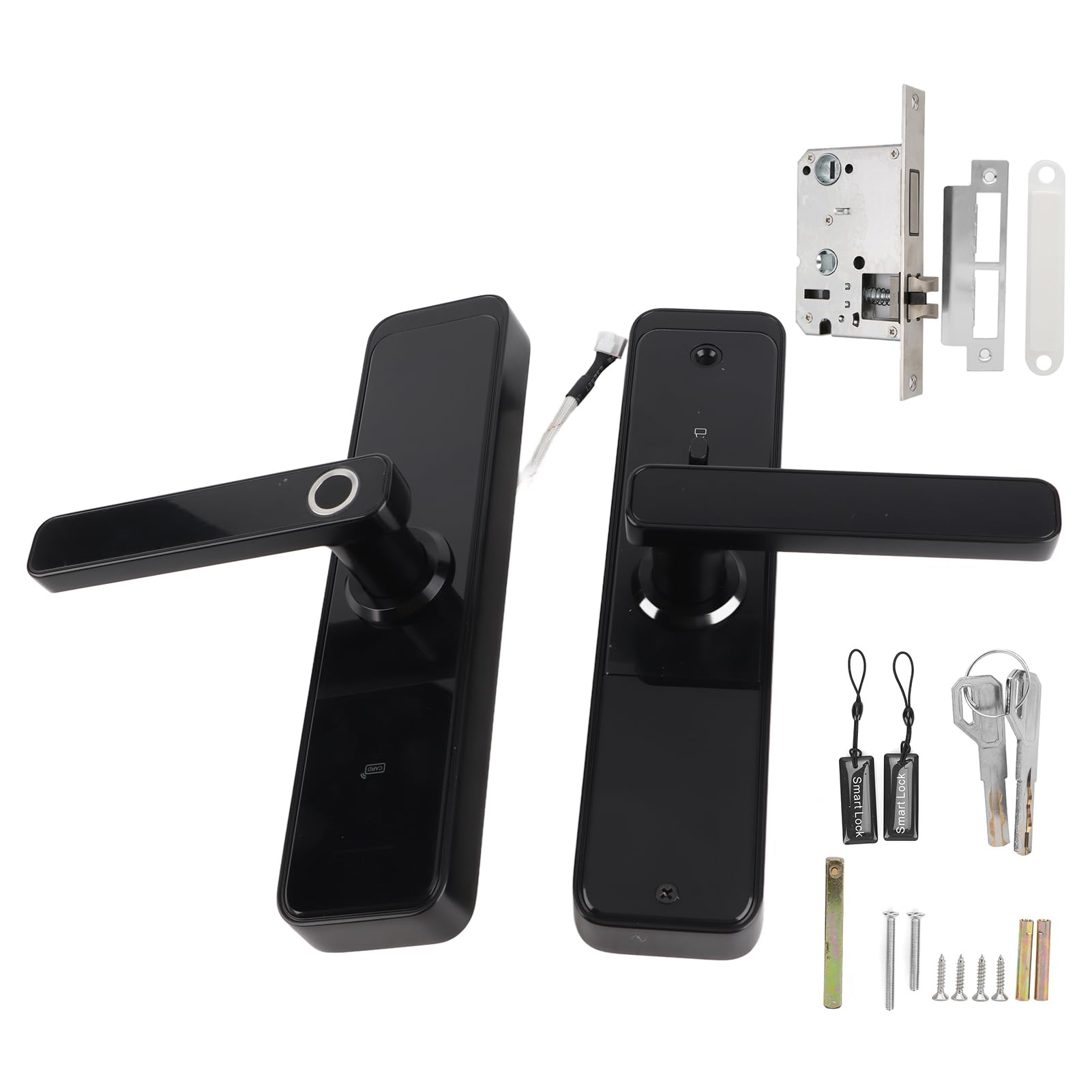 Zamek do Drzwi Smart z Dostępem Linii Papilarnych, 2 Klucze, for | Stop aluminium, zasilanie awaryjne USB, wiele metod odblokowania, do użytku domowego i biurowego