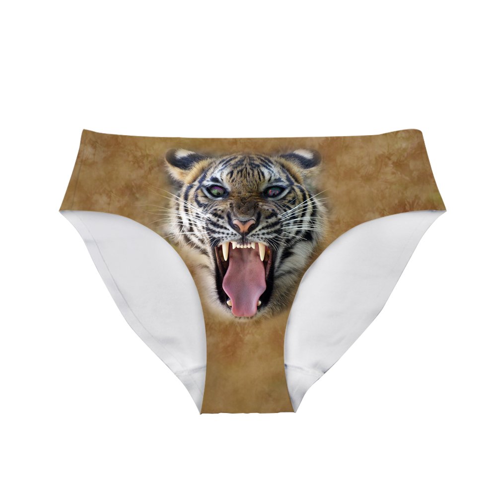 Showudesigns Women's Tiger Head Brown Seamless Briefs Underpants Hipster Panties