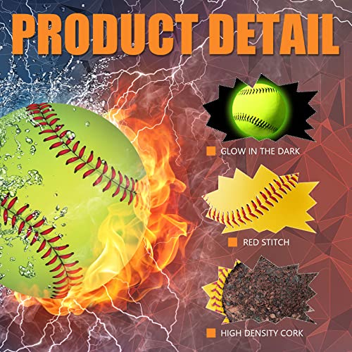 4 Pcs Glow In The Dark Baseball Lighting Up 12 Inch Fastpitch Softballs Official Softballs Glowing Yellow Sports Balls Fluorescence Illuminates Baseball Gift For Boys Girls And Kids Home School Games #TOP3