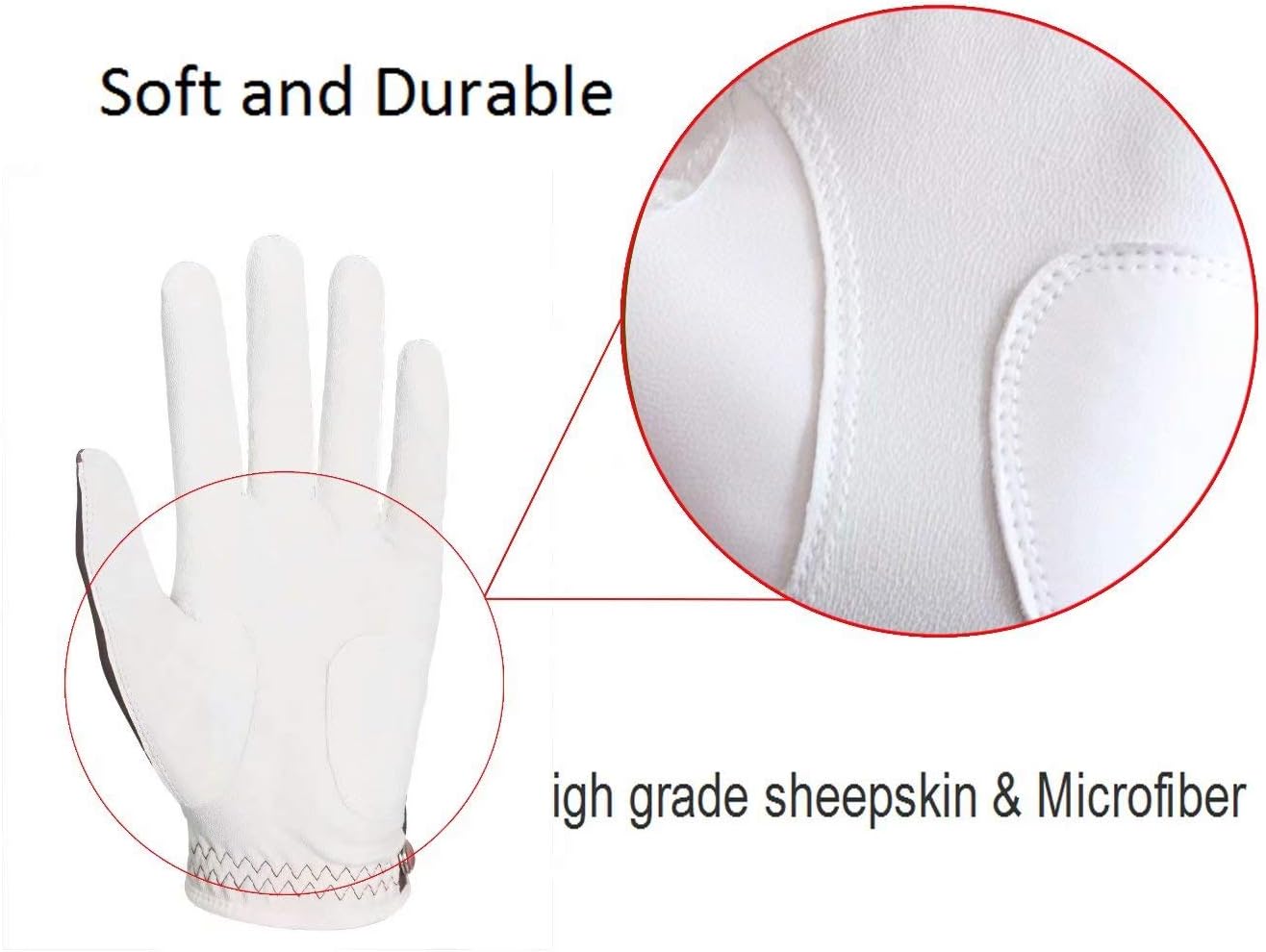 Men's Golf Glove High Grade Leather Two Pack（Two Left Hands Or Two Right Hands Or One Pair） Six Colors to Choose from Red/Blue/Navy Blue/Sky Blue/Coffee/Beige