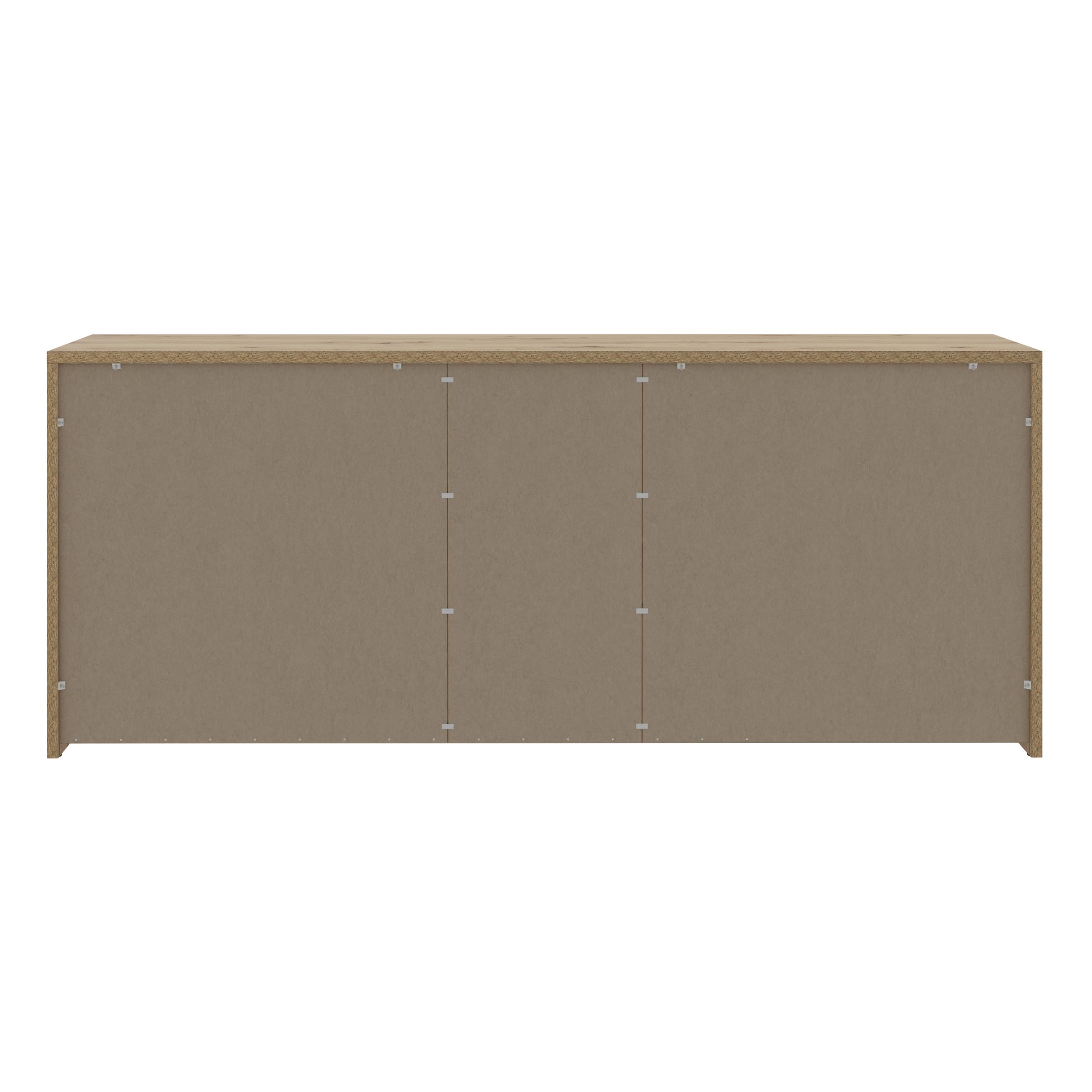Forte PILVI Sideboard 180, modernes Sideboard mit 4 Türen und 4 Schubladen, Wohn-/Schlafzimmer, Holzwerkstoff, Artisan Eiche Holzdekor mit Schwarz, 179 cm breit x 74,1 cm hoch x 42 cm tief