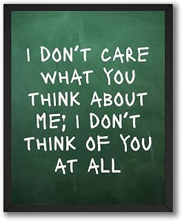 InkFlow I Don't Think of You Poster - Humorous Wall Art with Sarcastic Quote, Funny Poster Print for Bedroom, Office, or Lounge Wall Decor - 11x14 Unframed Canvas Wall Art