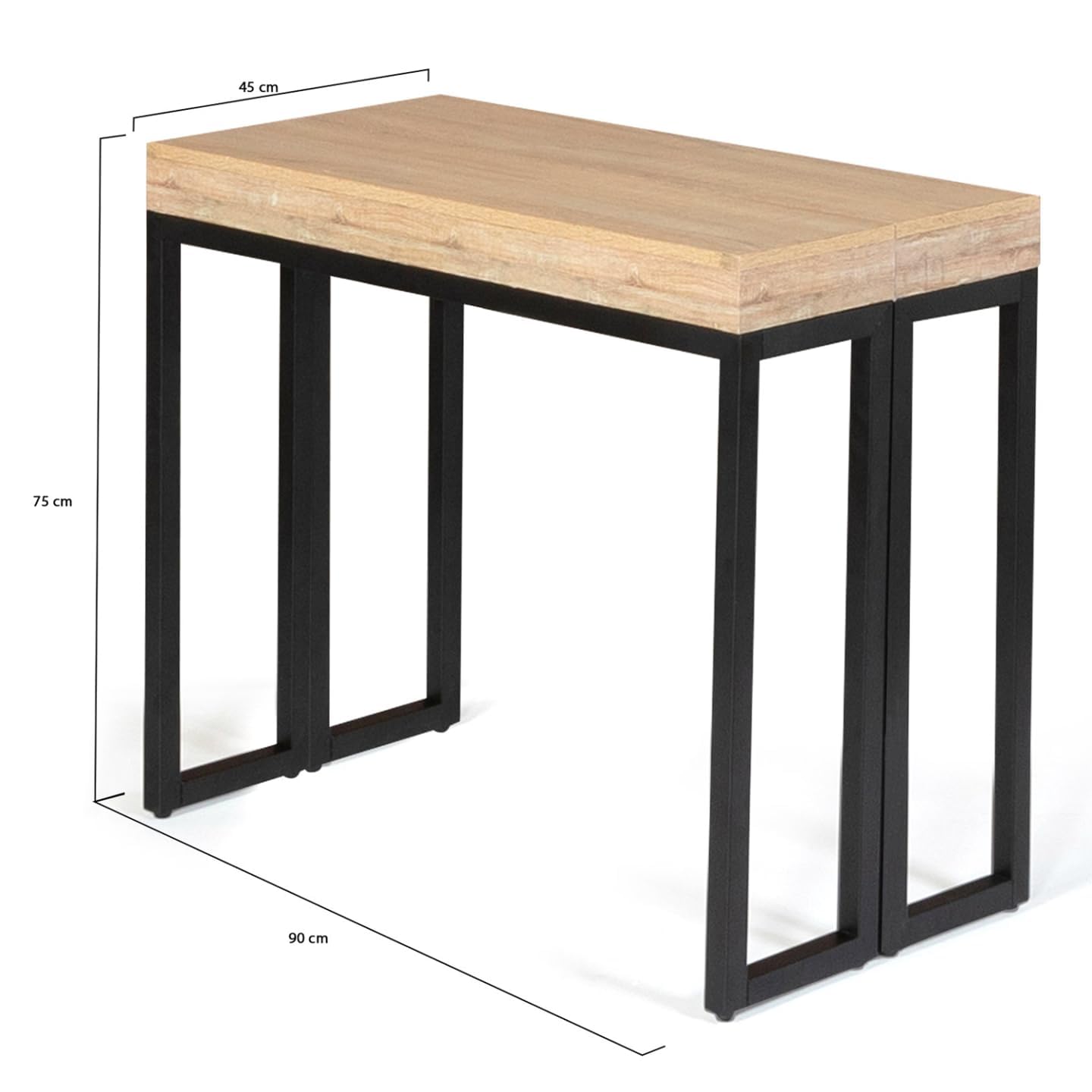 IDMarket - Mesa consola extensible Toronto para 6 personas, 140 cm, diseño industrial