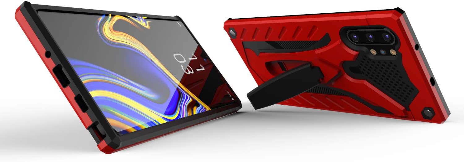 Kitoo Designed for Samsung Galaxy Note 10 Plus Case with Kickstand, Military Grade 12ft. Drop Tested - Red
