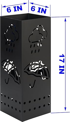 Miniatura 2 de Soporte para paraguas para entrada, soporte cuadrado de metal negro, organizador de almacenamiento de paraguas con para decoración de hogar,