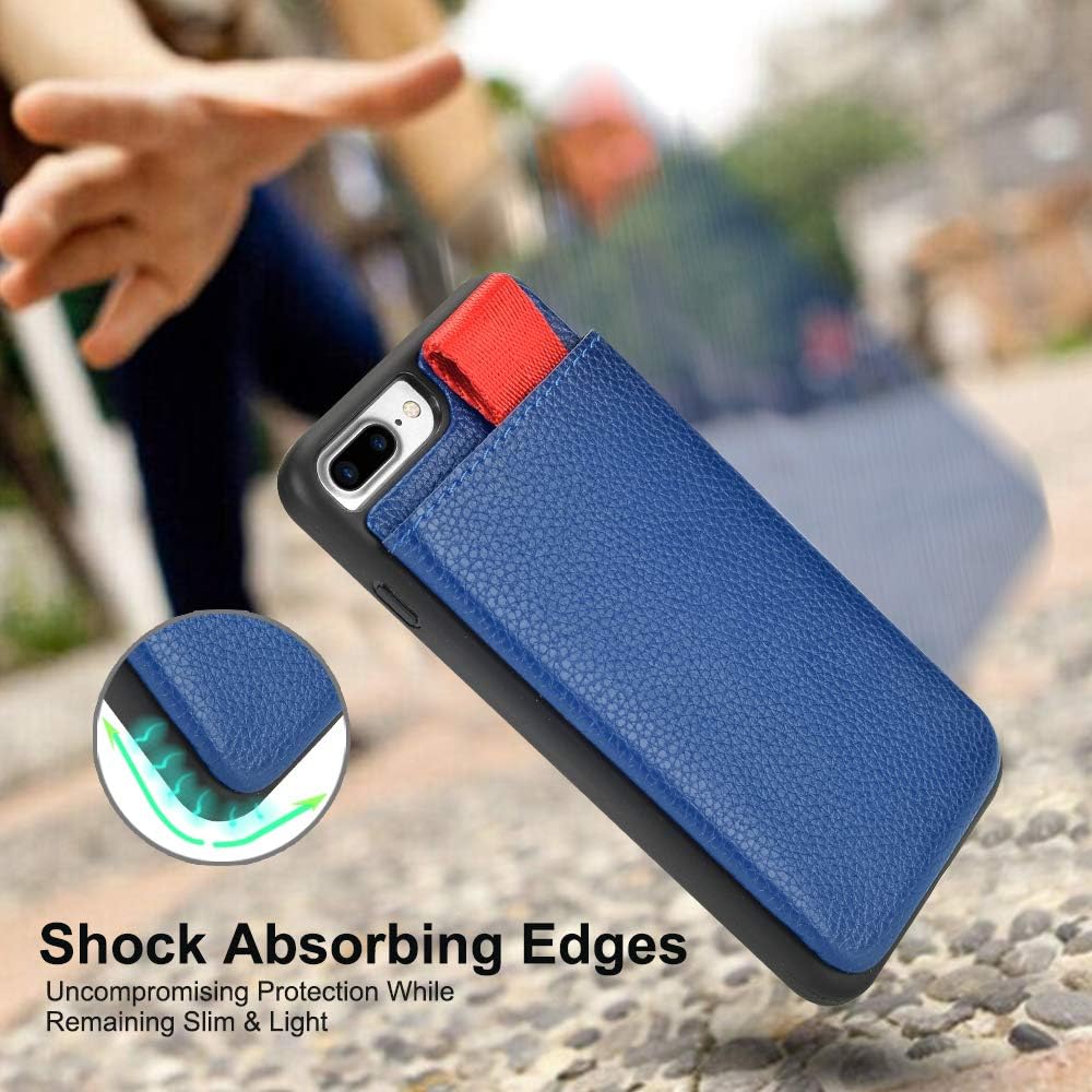 LAMEEKU iPhone 8 Plus Wallet Case, iPhone 7 Plus Wallet Case, Shockproof Leather Cases with Credit Card Holder Slot, Protective Cover for Apple iPhone 7 Plus / 8 Plus 5.5" - Navy Blue