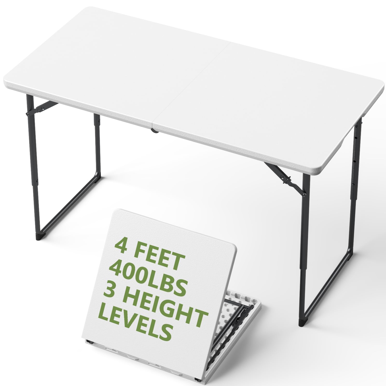 MAKE CHANGES 4 FT Folding Table with Adjustable Height