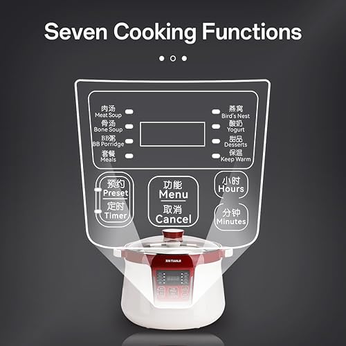 Miniatura 2 de Olla eléctrica para estofado, olla de cerámica para sopa, postres, nido de pájaro, múltiples revestimientos de cerámica, DGD32-32CG