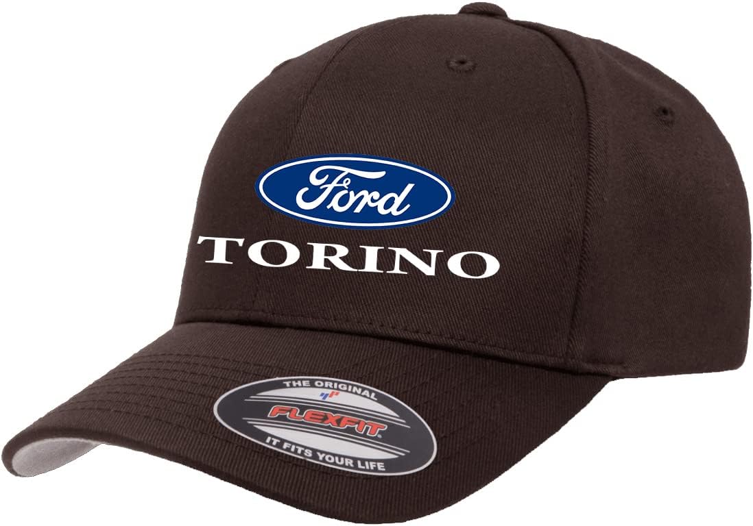 Ford Torino Classic Logo Design Flex 6277 Athletic Baseball Fitted Hat Cap