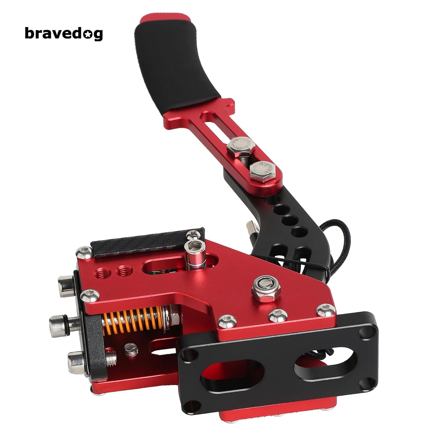 bravedog Universal 64Bit Hall Sensor USB Handbrake with Clamp PC Windows system for Sim Racing Game for LGT G25 G27 G29 T500 T300 (Red)