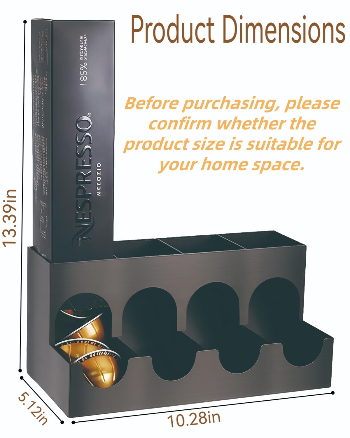 Nespresso Vertuo Pod Dispenser & Holder - Holds 4 Sleeves (40 Capsules), Metal, 4-Flavor Organizer