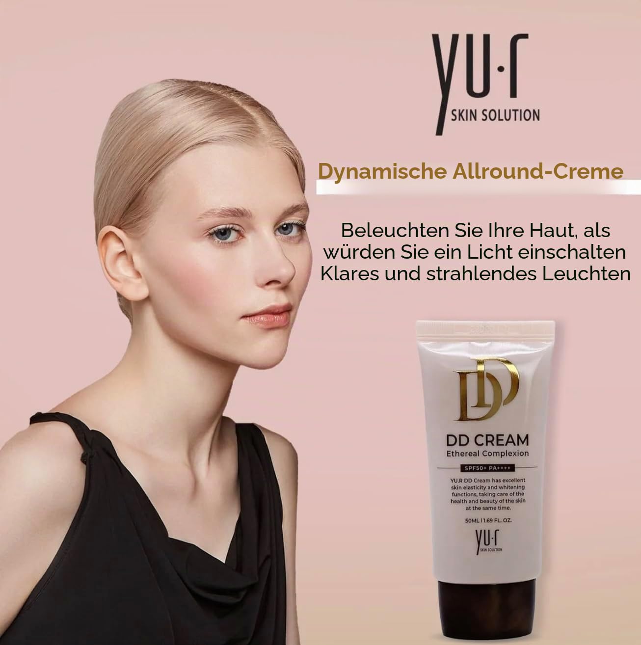 Yu.r DD Creme Ethereal Complexion, SPF 50+, 2-in-1 Make-up und Pflege, 50ml (medium)