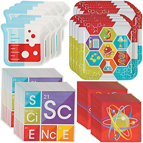 William & Douglas Science Party Bundle | Luncheon & Beverage Napkins, Dinner & Dessert Plates | Great for Science and Experiment Themed Parties
