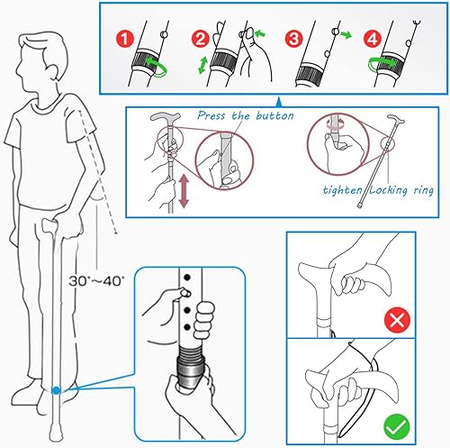 Miniatura 7 de Bastón plegable impreso, bastón ajustable para mujer, bastón plegable, bastón plegable para hombres, bastones para personas mayores, bastón
