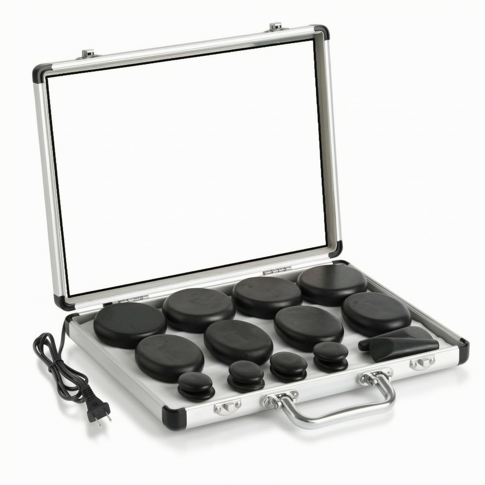 Hot Stone Massage Kit mit Heizkoffer beheizbar Massagesteine mit Koffer schnell erhitzbar Massagesteine für Spa, Massage