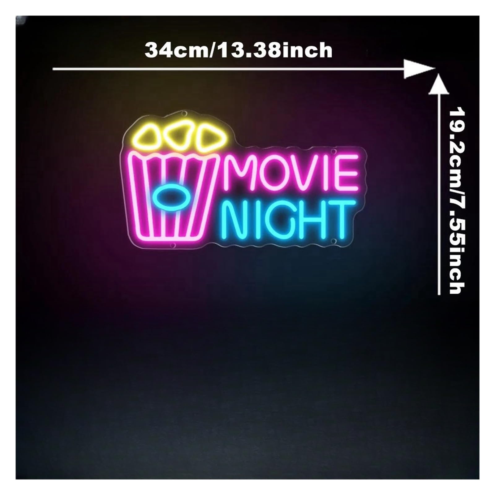 Insegna al Neon Luce Al Neon Per La Notte Del Cinema Luce Cinema Festa Ristorante Bar Taverna Club Stanza Decorazione Murale 34x19.2cm
