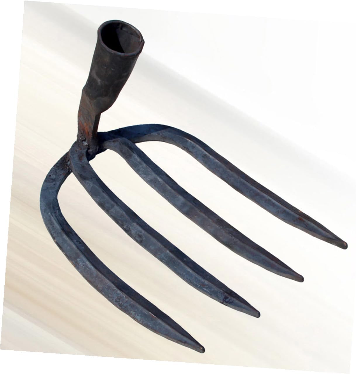 BESPORTBLE Hand-Hammered 4 Teeth Steel Garden Rake Head for Farming and Gardening, Large Metal Rake Tool for Soil Loosening and Weeding in Lawn and Farm Use