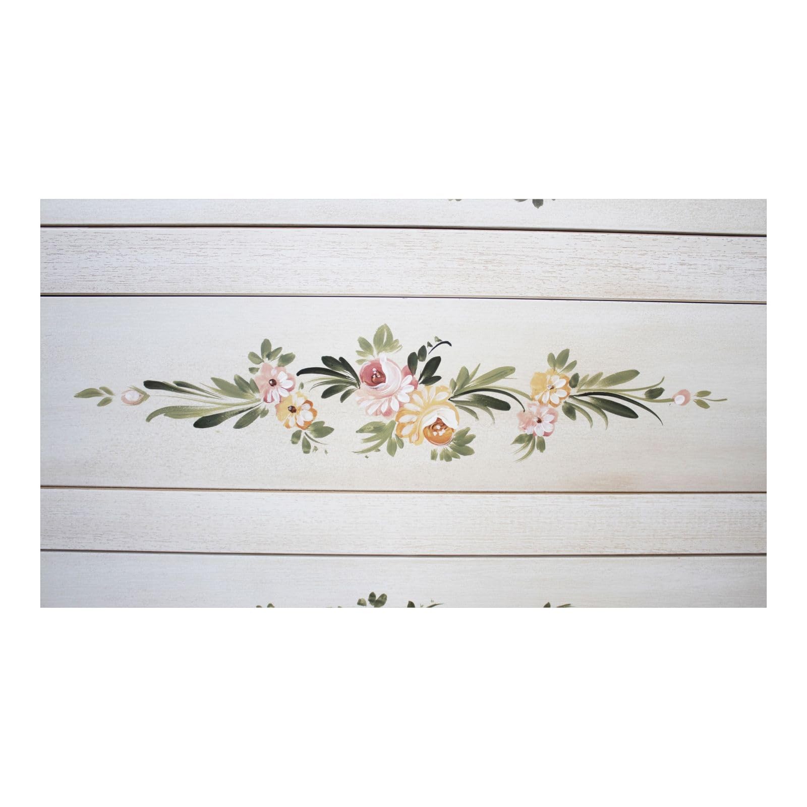 Vicentini arreda COMO' CASSETTIERA IN LEGNO SHABBY CHIC MOD TOSCANO BIANCO DECORATO A MANO FILO VERDE