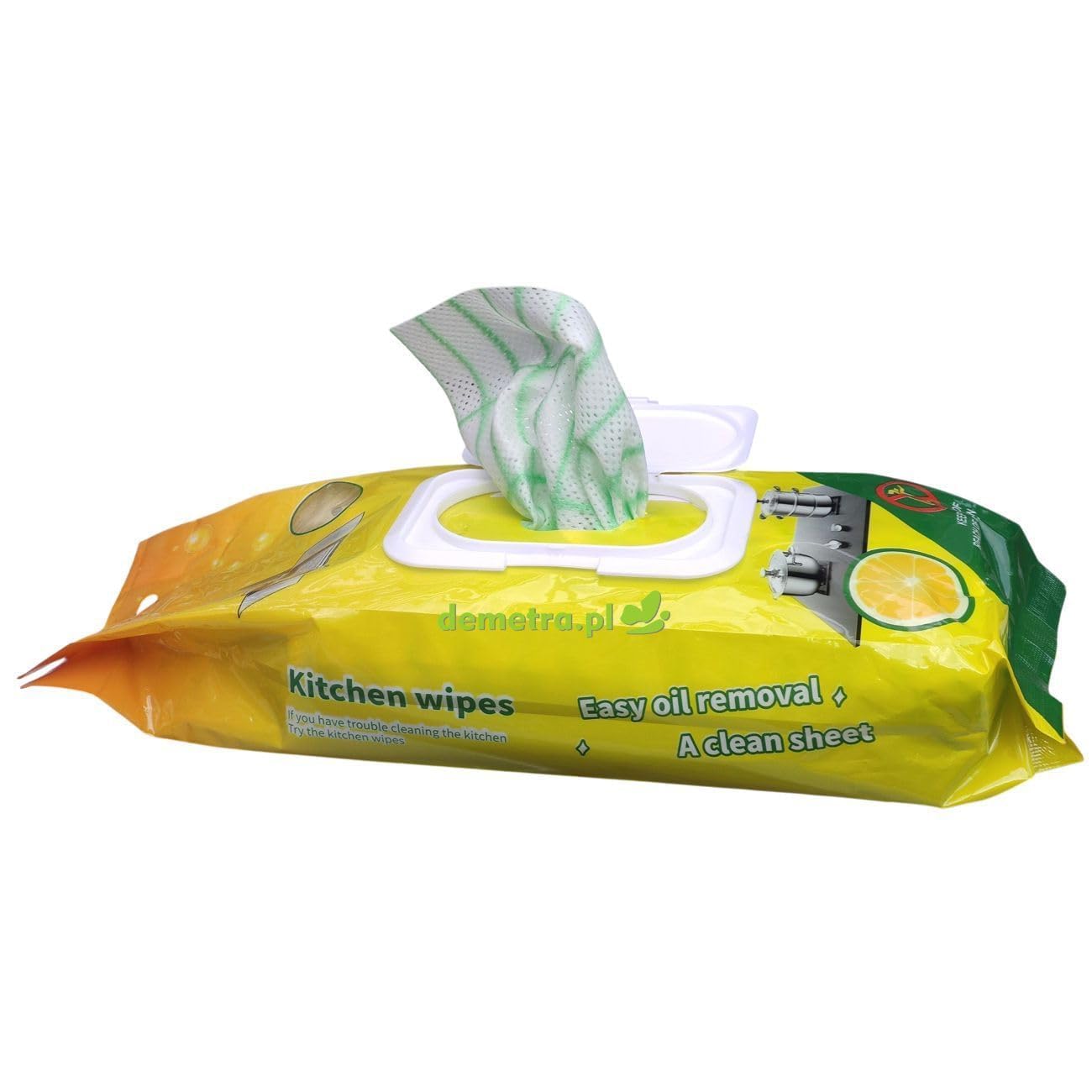 Sohansh Wet Kitchen Wipes for Grease Removal | Lemon Scented | No-Rinse Cleaning Wipes for Countertops, Stoves, Hoods & Tables | 40 PCS (Pack of 1) 1