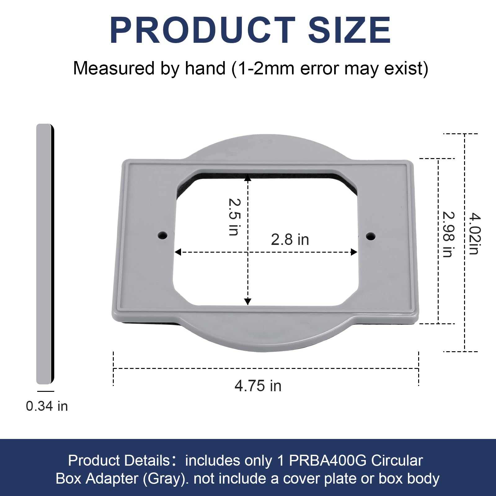 PRBA400G Adaptador de caja redonda de plástico compatible con TayMac, resistente a la intemperie, caja redonda de una sola banda para instalaciones eléctricas al aire libre, gris