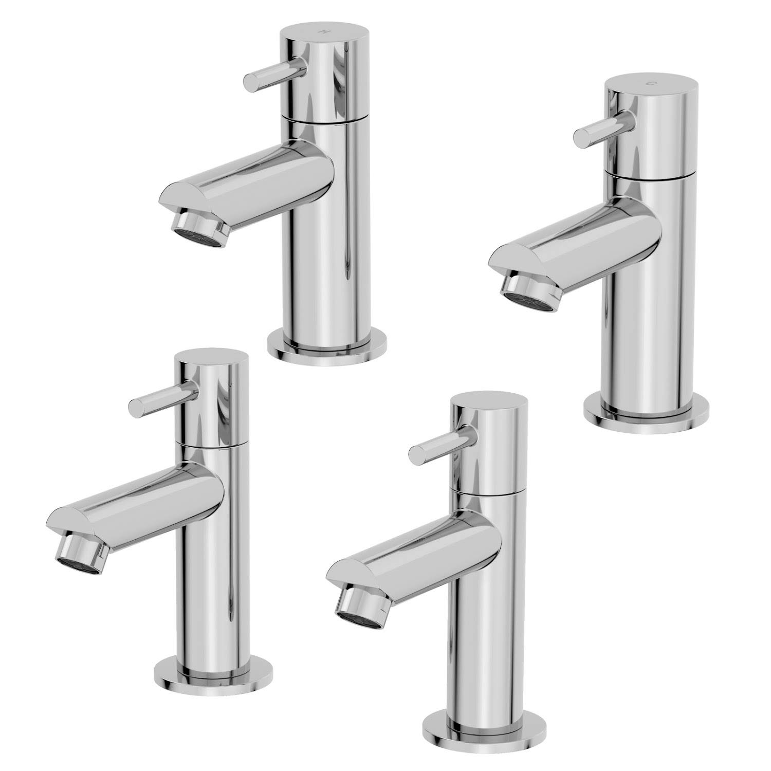 Modern Bathroom Pillar Sink Taps Basin Head Bath Tap Set Pair Twin Chrome 5056093678294