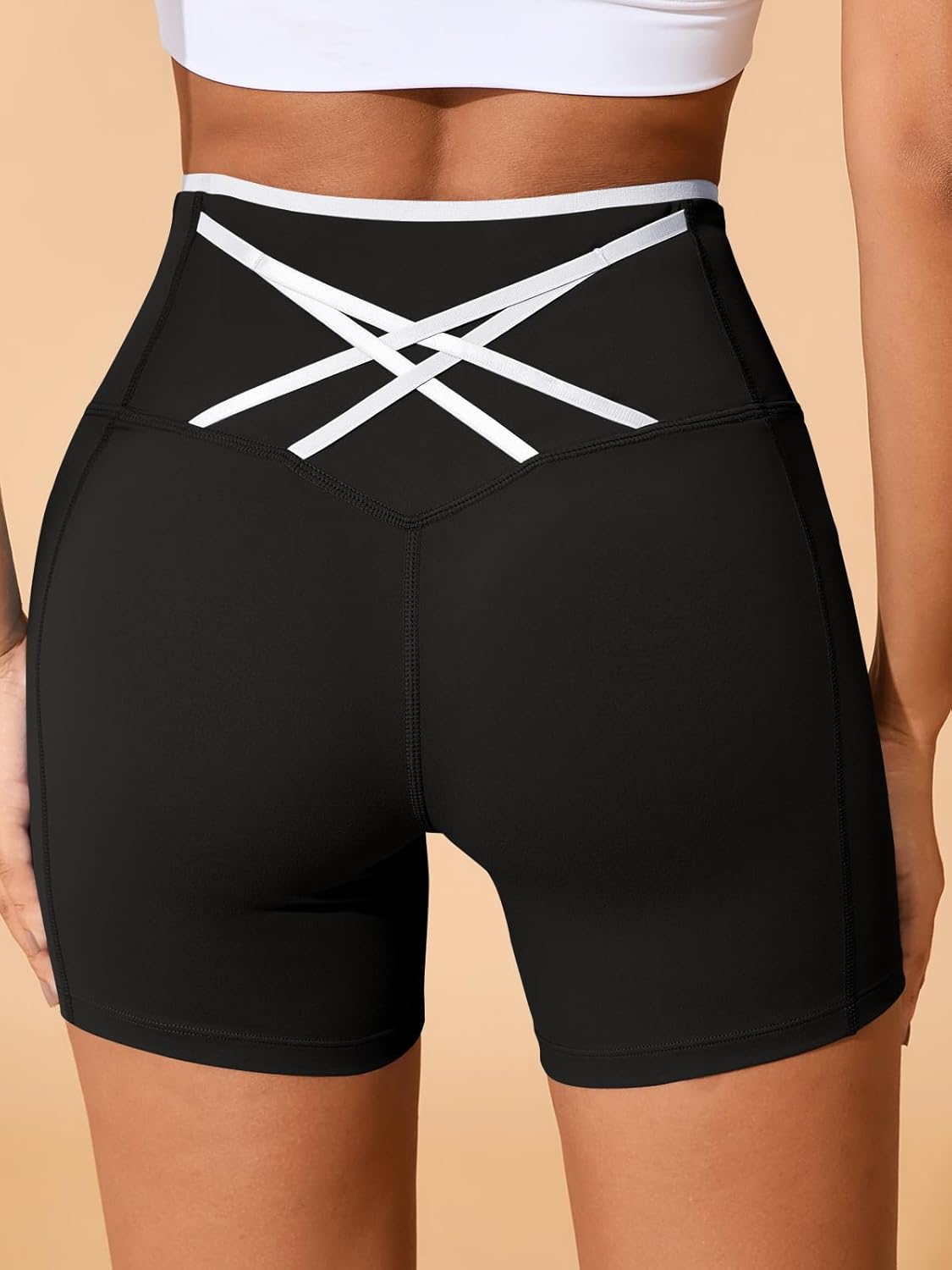 Aoysky Womens Workout Biker Shorts 5" Color Block High Waisted Yoga Athletic Shorts - Image 5