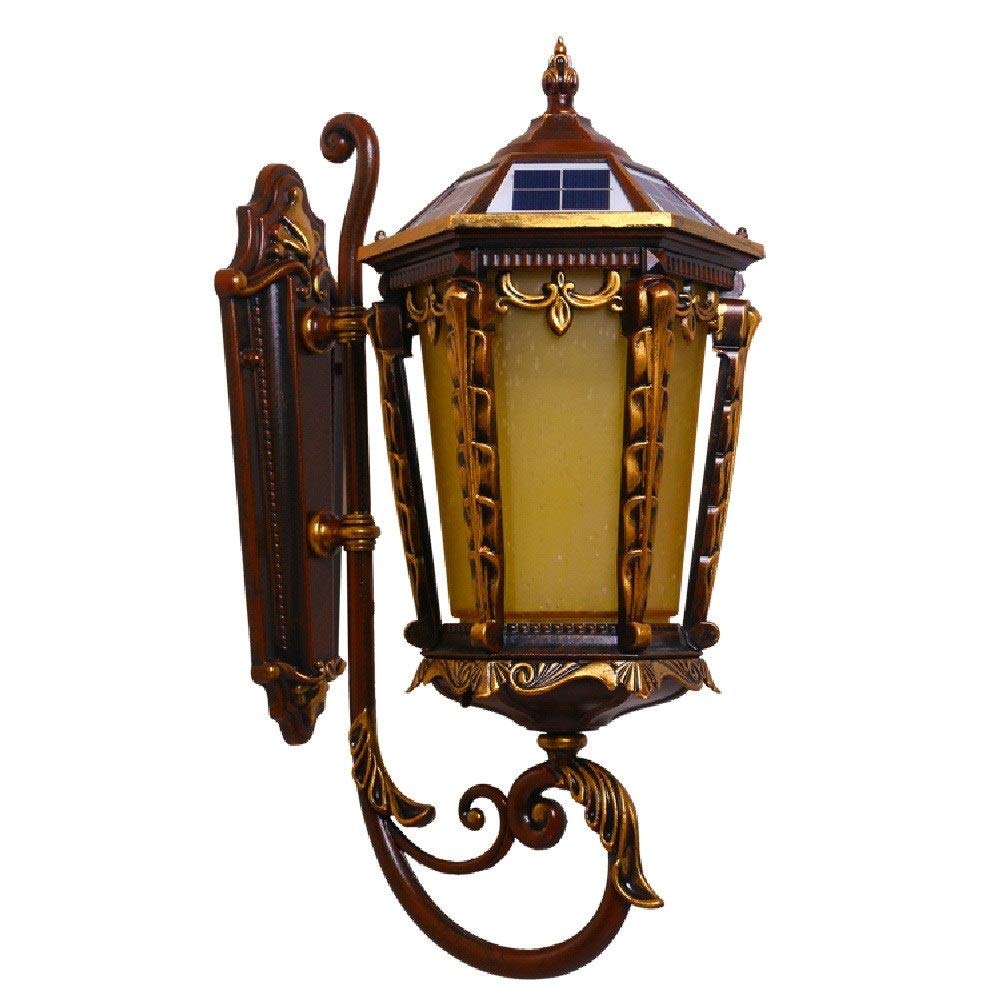 Applique murale vintage extérieure solaire LED lanterne en verre pour maison