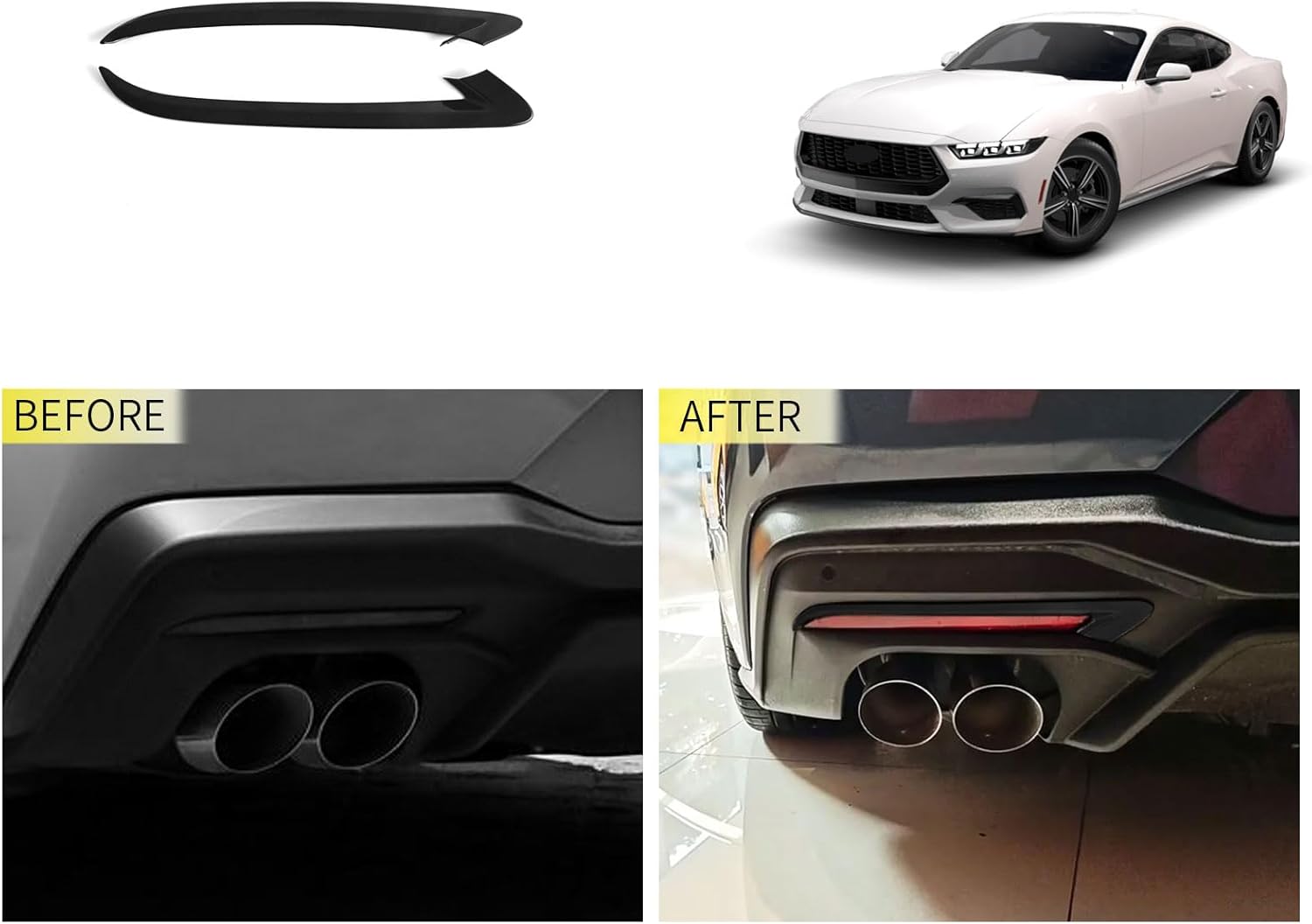 Car Accessories Compatible with Ford Mustang 2026 2025 2024 Exterior Rear Fog Light Lamp Cover Trim ABS 2PCS(Glossy Black Style)