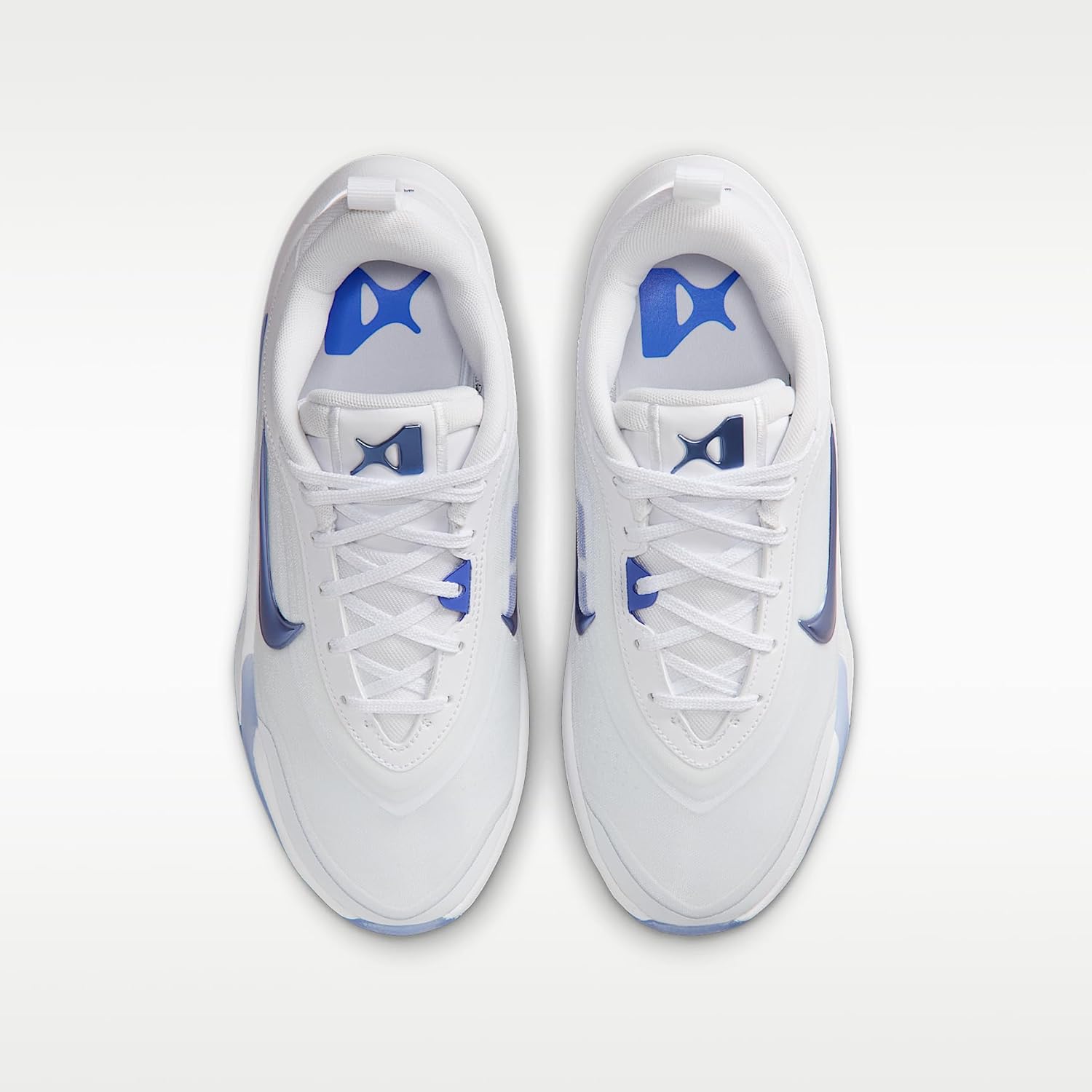 Nike A'One Blue Ice Big Kids' Basketball Shoes (White/Football Grey/Sapphire)