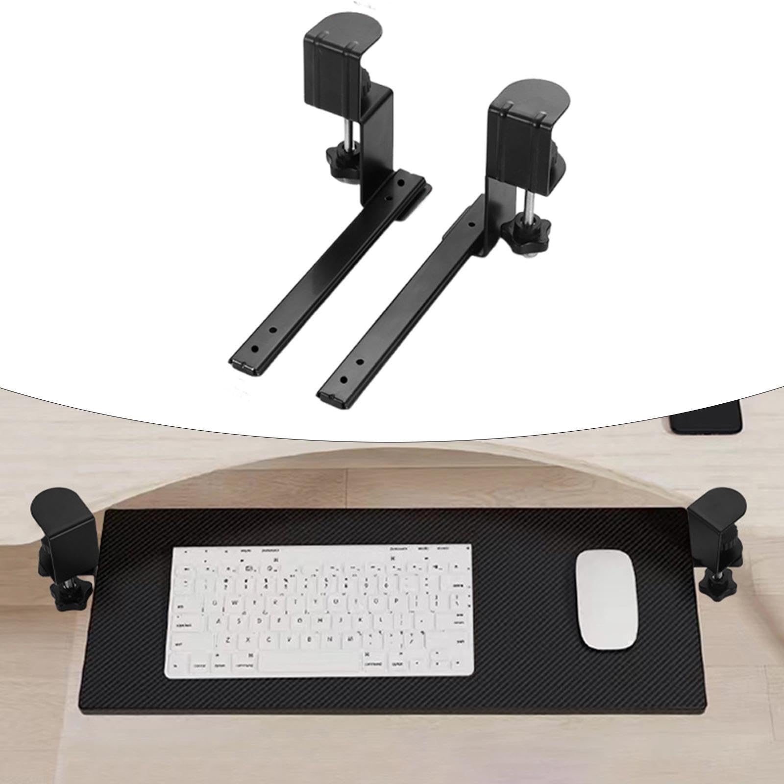 2 x Tastaturablage für den Schreibtisch, verstellbare Schreibtischschienen, einfach zu installieren, platzsparendes Schreibtischzubehör, perfekt für Zuhause und Büro