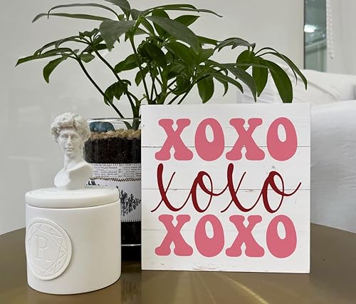 Miniatura 5 de Letreros de madera de San Valentín, decoración de escritorio de caja de madera, letrero XOXO rosa, decoración independiente de San Valentín,