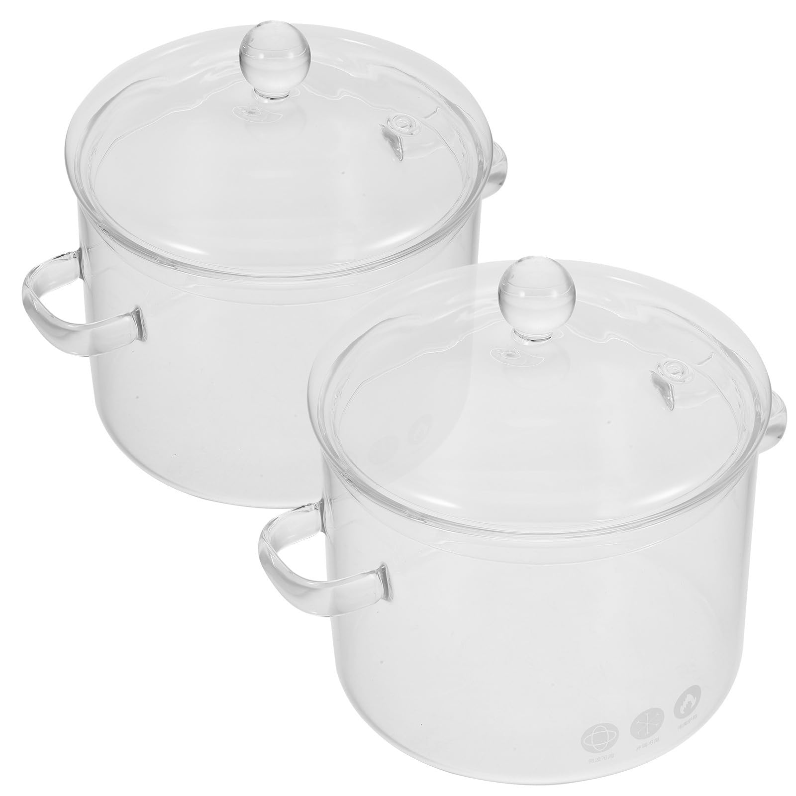2 Stück Glastopf mit Deckel 1900ml aus Glas für Zuhause und Gartenparty Hitzebeständig mit Glatter Oberfläche und Sicherem Griff zum Kochen von Suppen und Geflügel