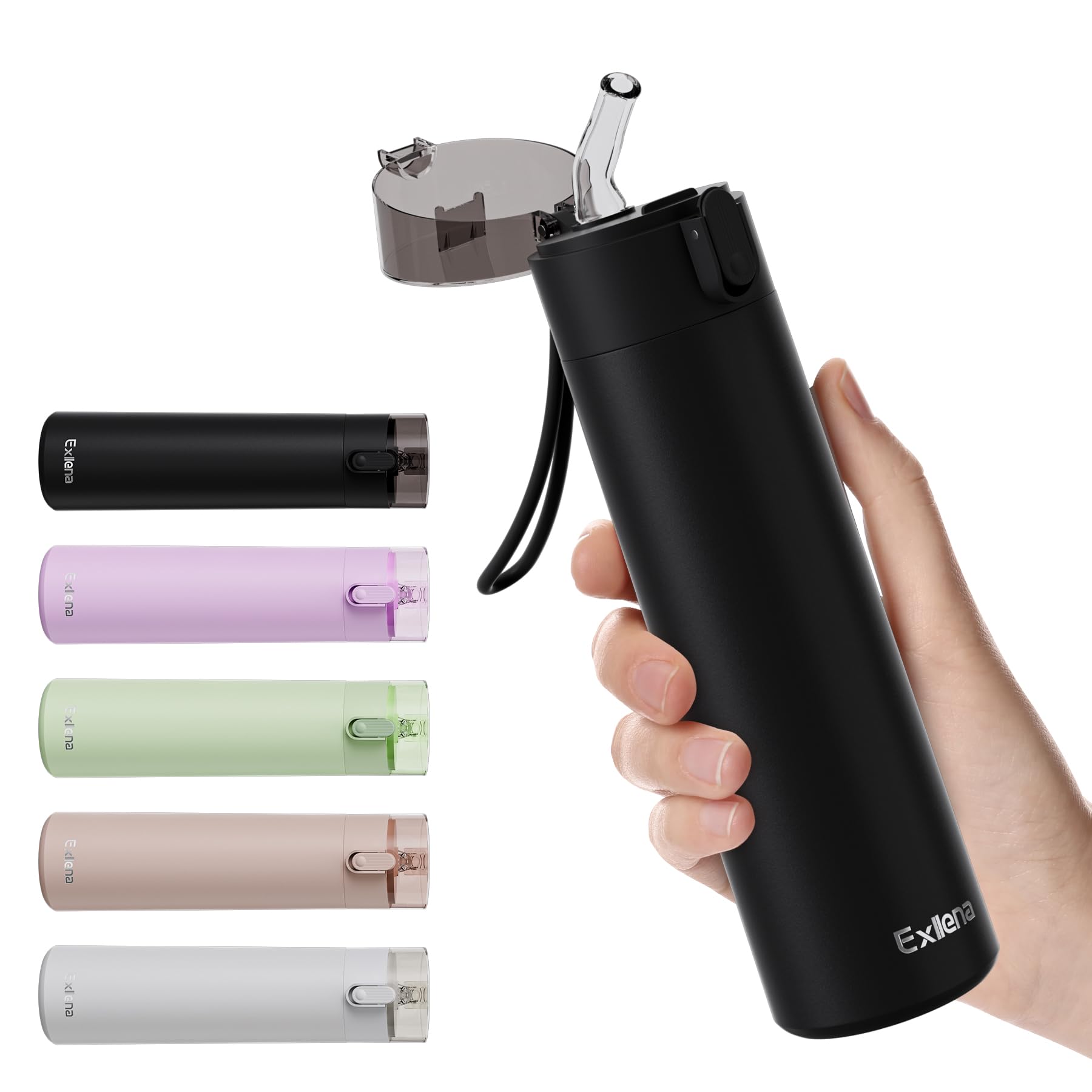 9oz Small Water Bottles with Straw, Mini Water Bottle with One-Hand Open Design, Leak-Proof Locking Lid for Hot&Cold Drinks, Small Travel Water Bottle