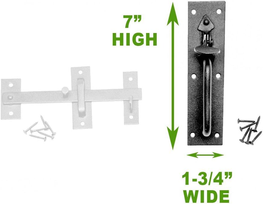 Renovators Supply Manufacturing Black Iron Norfolk Thumb Door Latches Traditional 7" H Suffolk Thumb Gate Or Door Latches Black Powder Coated Two Sided Colonial Locks with Mounting Hardware Pack of 4